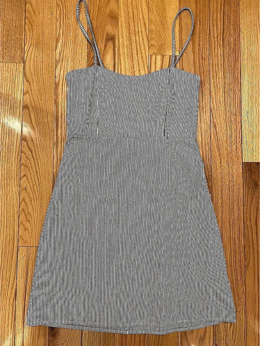 Brandy Melville Blue and White Pinstripe Tank Dress